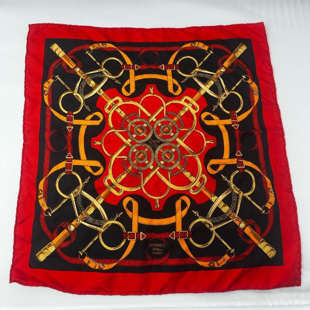 Hermès Sellier Silk Scarf 16x 16